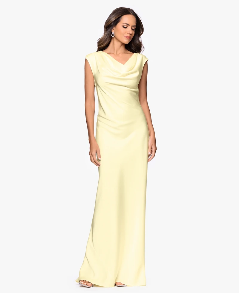 Betsy & Adam Petite Cowl Neck Gown