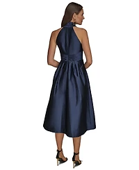 Donna Karan Petite Sleeveless Halter Neck A-Line Midi Dress