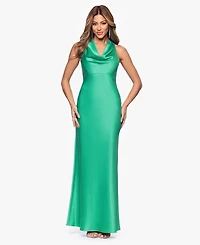 Xscape Women's Long Satin Cowl Neck Ball Gown