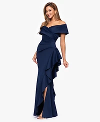 Xscape Petite Off-The-Shoulder Ruffle Detail Gown