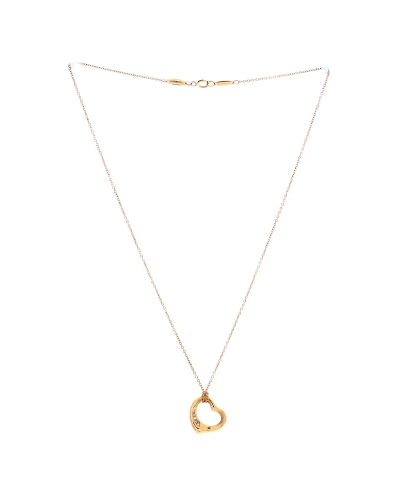 Pre-Owned Tiffany & Co Elsa Peretti Open Heart 5 Diamonds Pendant Necklace