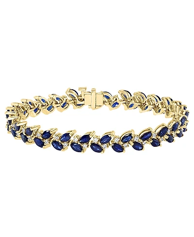 Effy Collection Sapphire (9-1/2 ct. t.w.) & Diamond (3/4 ct. t.w.) Bracelet in 14k Yellow Gold