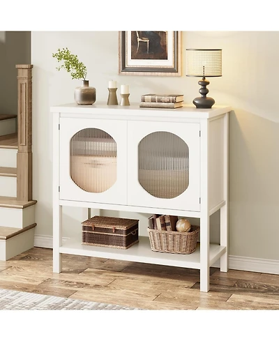 Gaomon Coffee Bar Cabinet, Storage Cabinet With 2 Reeded Glass Doors, Buffet Cabinet With Storage Shelf, Modern Buffet Sideboard Cabinet