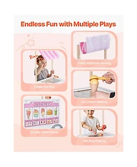 Slickblue Kids Ice Cream Cart Playset with 20+ Accessories and Food Toys