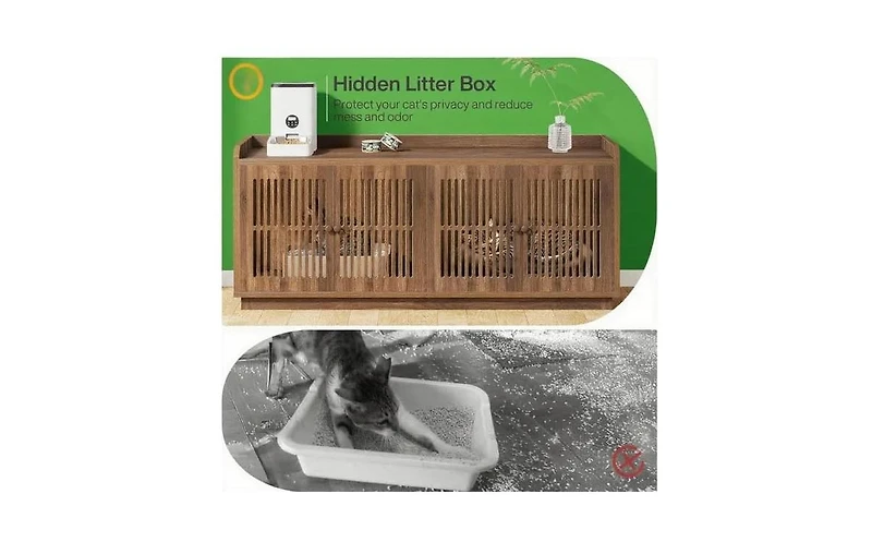 Zeus & Ruta Extra Large Wooden Cat Litter Box Enclosure