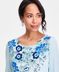 Jm Collection Women's Printed Scoop-Neck 3/4-Sleeve Top, Macy's Exclusive
