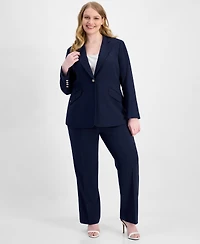 Tahari Asl Plus Peak-Lapel Single-Button Blazer