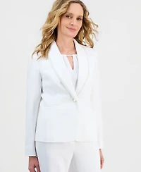 Kasper Womens Stretch Crepe Shawl Collar Pearl Trim Jacket Lily Pants