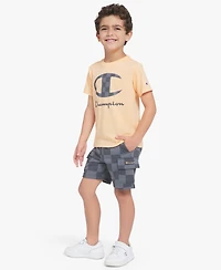 Champion Boys' 4-7 Crewneck T-Shirt and Cargo Shorts, 2-Piece Set