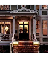 Flynama 12" Black Solar Powered Led Post Cap Light, Modern Outdoor Led Fence Light for Pathways, Decks, and Patios (2-Pack