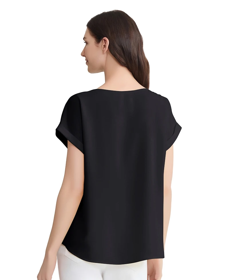 Jones New York Women's Short-Sleeve Button Detail Blouse