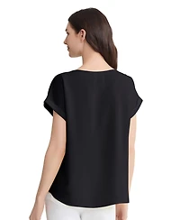 Jones New York Women's Short-Sleeve Button Detail Blouse
