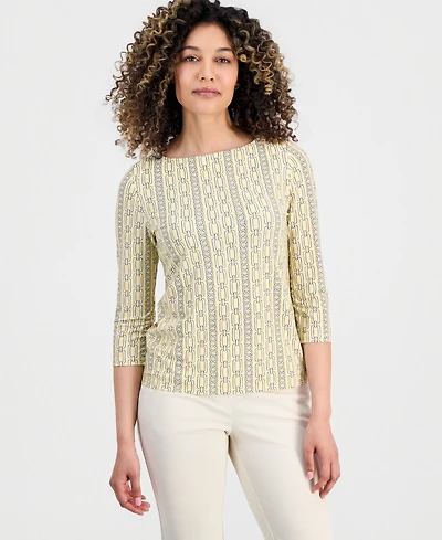 Jones New York Petite Printed 3/4-Sleeve Top