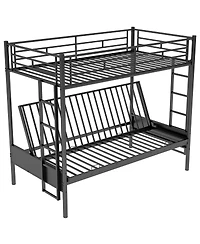 Streamdale Furniture Twin over Full Metal Bunk Bed, Multi-Function, Black