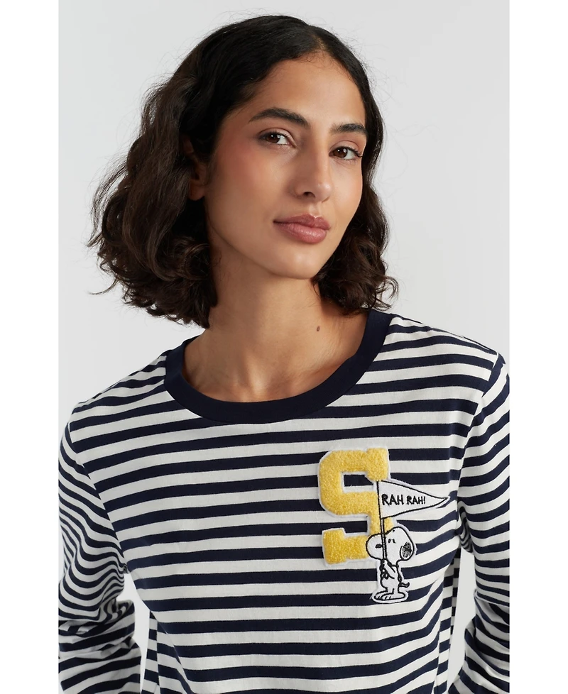 Chinti & Parker Women's Snoopy Varsity Long Sleeve Tee