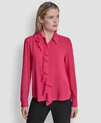 Dkny Women's Ruffled Long-Sleeve Shirt