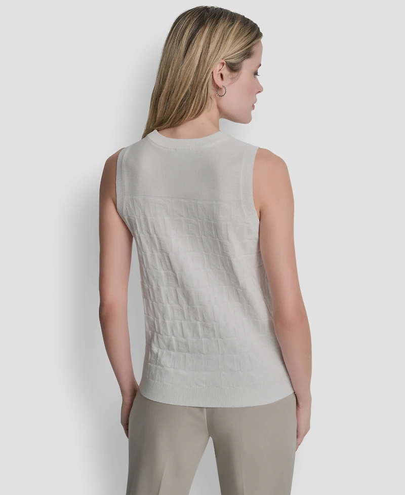 Dkny Women's Sleeveless Logo Printed Sweater