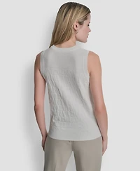 Dkny Women's Sleeveless Logo Printed Sweater