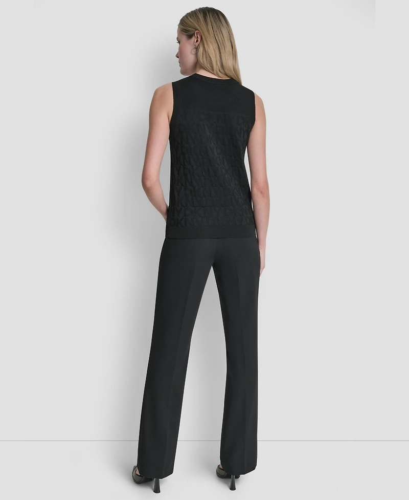 Dkny Women's Sleeveless Logo Printed Sweater