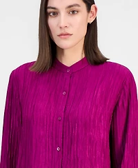 Eileen Fisher Women's Silk Mandarin Collar Button Blouse