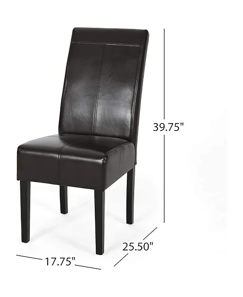 Streamdale Furniture Emilia Chocolate Brown Bonded Leather Dining Chairs - Set of 2