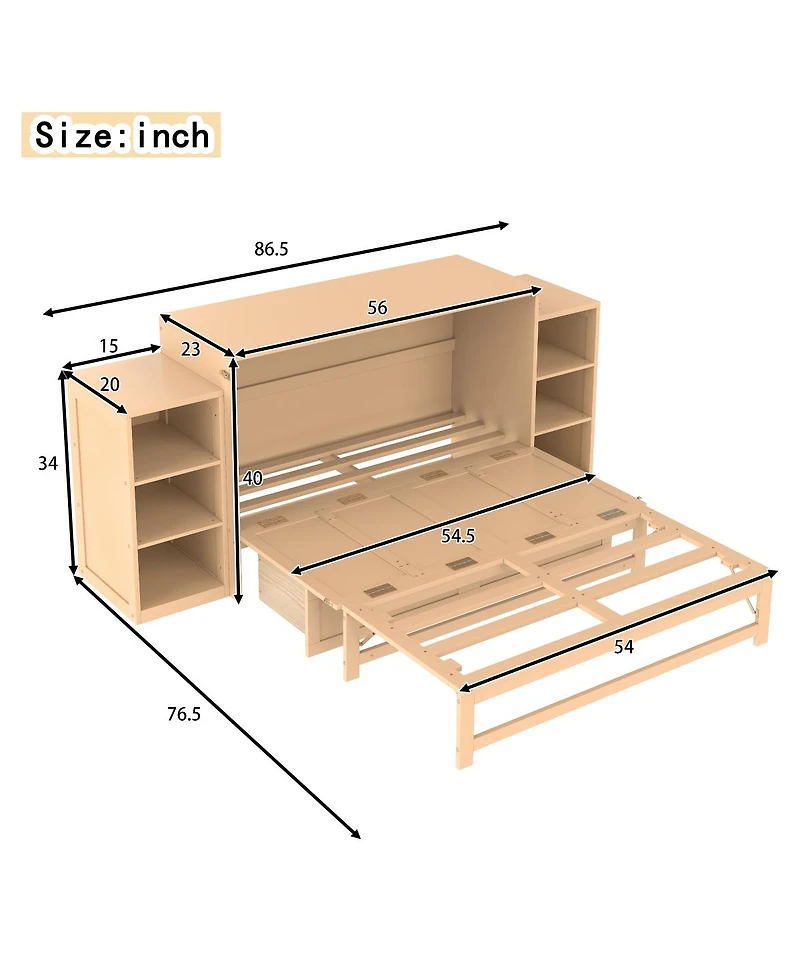 Streamdale Furniture Murphy bed with storage drawers & shelves. Golden