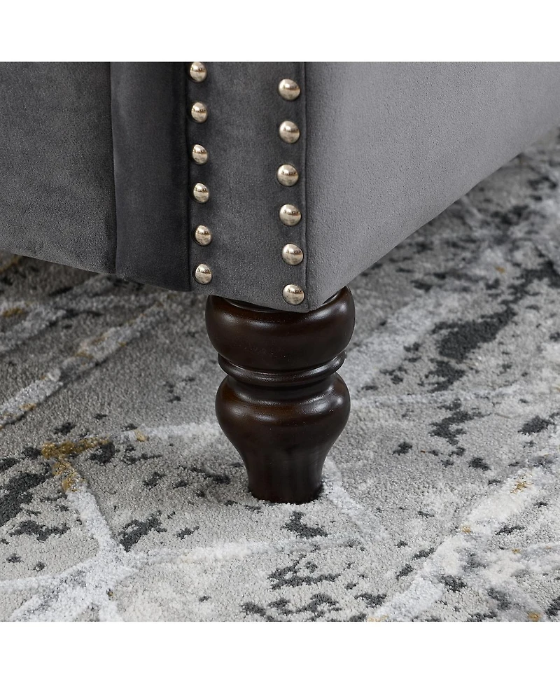 Streamdale Furniture Chesterfield 2-Seater Sofa with Rolled Arms and Nailhead Trim