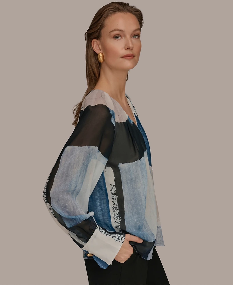 Donna Karan New York Women's Printed Long-Sleeve Top
