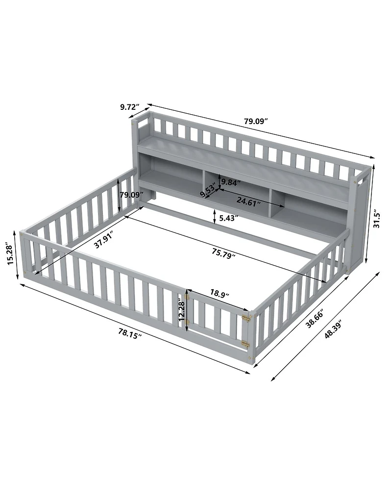 Streamdale Furniture Wooden House Floor Bed Frame for Kids - Safe & Creative Play Space