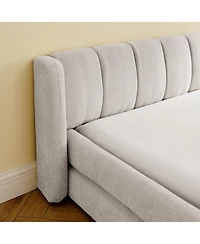 Streamdale Furniture King Size Chenille Upholstered Bed Frame with Headboard - (88"87"23")
