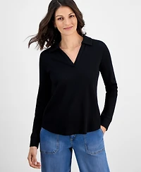 Style & Co Women's Waffle-Knit Collared Top, Macy's Exclusive