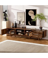 Streamdale Furniture 78" Tv Stand for TVs Up to 85", Modern Cabinet w/Fluted Glass Doors & 2 Drawers