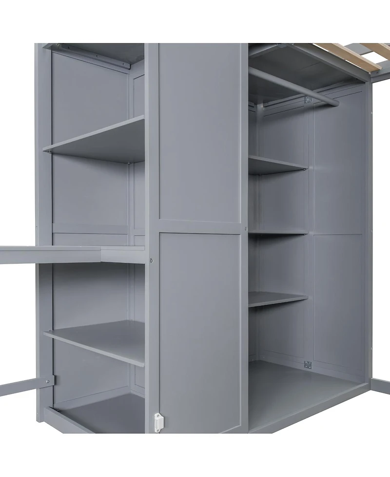 Draft - Streamdale Furniture Full Size Loft Bed with Wardrobe, Desk and Shelves