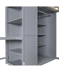 Draft - Streamdale Furniture Full Size Loft Bed with Wardrobe, Desk and Shelves