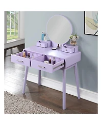 Streamdale Furniture Liannon Contemporary Wood Vanity and Stool Set, Purple