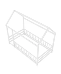 Streamdale Furniture Twin Size Floor Wooden Bed with House Roof Frame