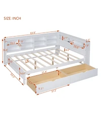 Streamdale Furniture Streamdale Wooden Full Size DayBed with 2 Drawers, Usb Ports, White