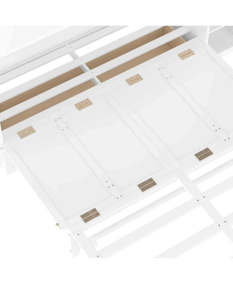 Streamdale Furniture Queen size Murphy bed with storage drawers and shelves. White