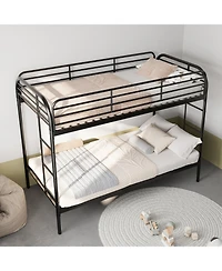 Streamdale Furniture Metal Twin Over Twin Bunk Bed with 2 Ladders, Black