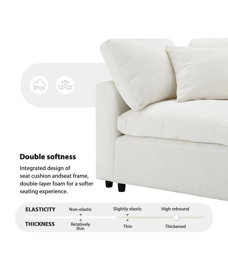 Streamdale Furniture 130" Modular Cloud Sofa Bed, 6-Seat Chenille Sectional Couch with Ottoman & Ottoman