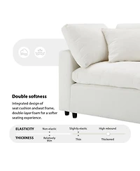 Streamdale Furniture 130" Modular Cloud Sofa Bed, 6-Seat Chenille Sectional Couch with Ottoman & Ottoman