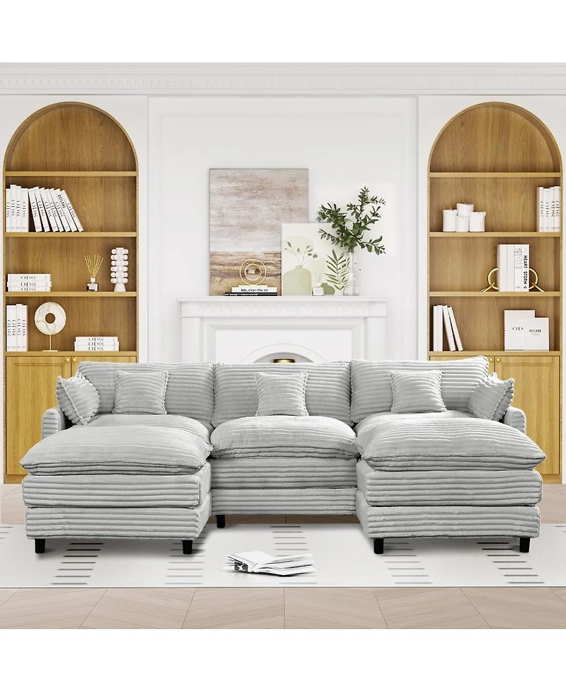 Streamdale Furniture Seven-piece sofa set with console, coffee table & pillows for spacious rooms