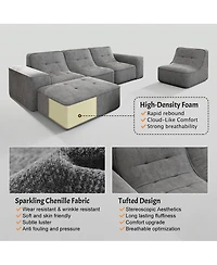 Streamdale Furniture Modular Sectional Sofa Set w/ Ottoman, Tufted, Deep Seat, Chaise, Accent Chair