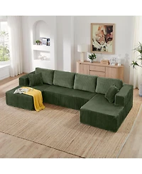 Streamdale Furniture U-shape Modular Corduroy Sofa, Modern Minimalist Sleeper Couch