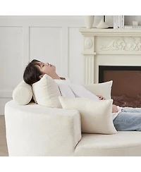 Streamdale Furniture 55"L Chenille Foam Single Swivel Chair, Fluffy Modern Sleeper, 360 Degree Swivel