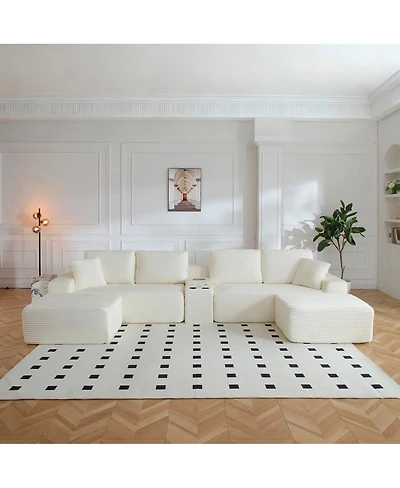 Streamdale Furniture 150" Oversized Cloud Couch with Cup Holders & Usb Ports