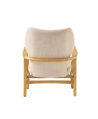 Button-Tufted Club Chair with Birch Wood Legs for Mid-Century Modern Decor
