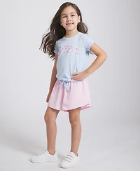 Champion Girls' 4T-6X Tie-Front T-Shirt and Pleated Shorts, 2-Piece Set