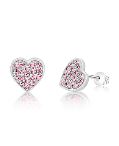 Chanteur Girls /Girl/Heart Multi-color Crystal White Gold Palladium Plating Screwstud Earring