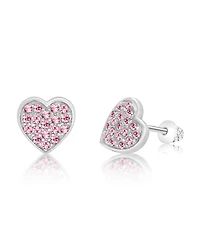 Chanteur Girls /Girl/Heart Multi-color Crystal White Gold Palladium Plating Screwstud Earring